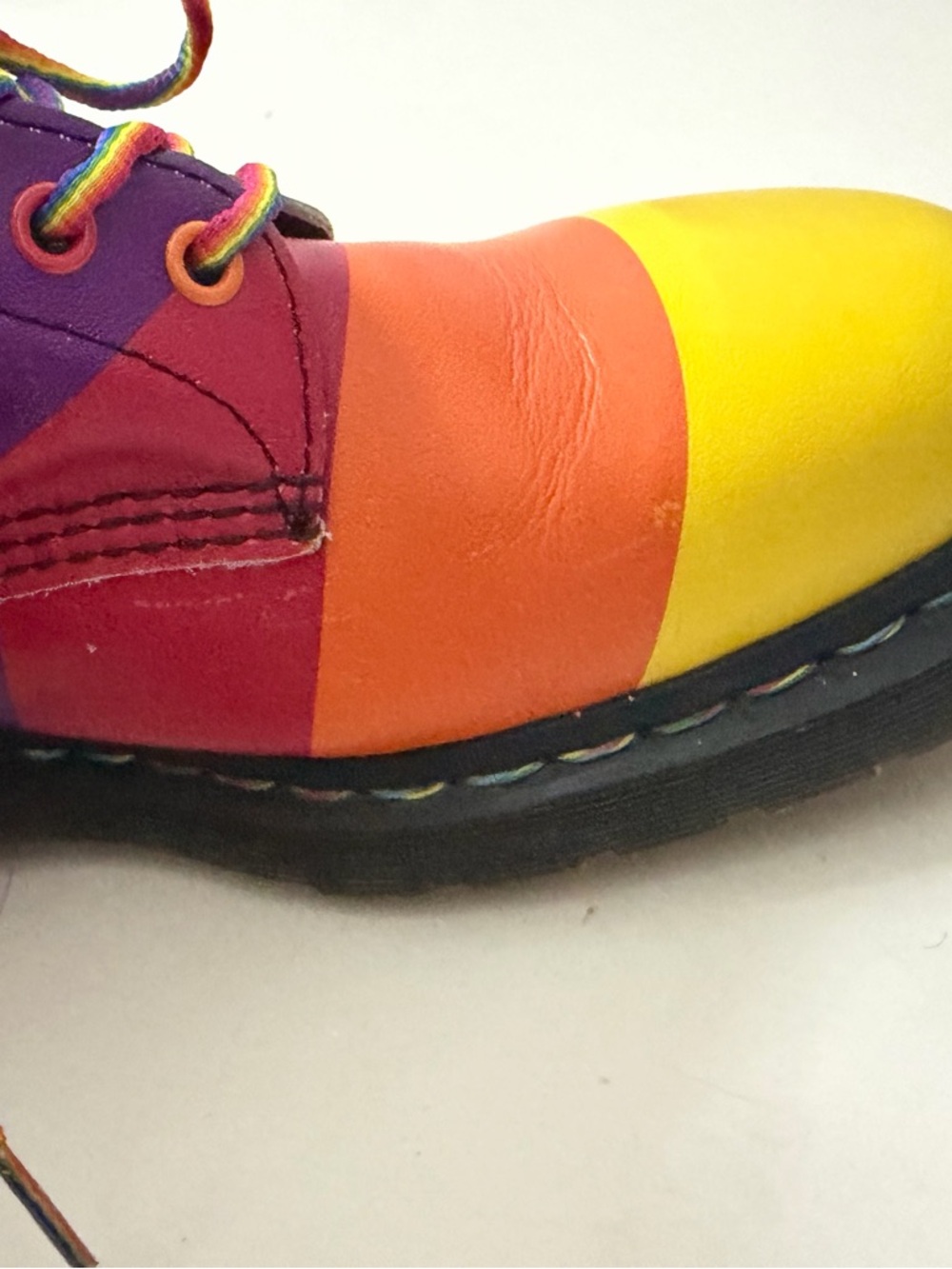 Dr. Martens - 1460 Pride Rainbow Leather Lace Up Combat Boots - Picture 8 of 9